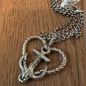 Brighton "ANCHORED IN LOVE" Textured Silver‎ Plate Reversible Anchor Pendant!